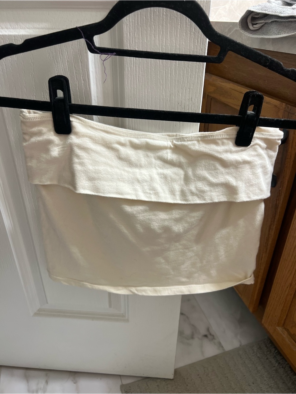 American Eagle Outfitters Cream Fold-Over Tube Top